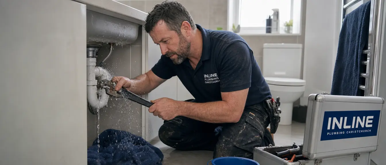 Hero section of the new Inline Plumbing website built by Aigency